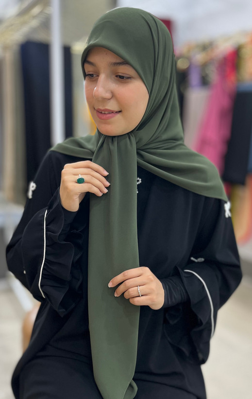 روسری ثنا سبززیتونی کش دار حریرنخ
