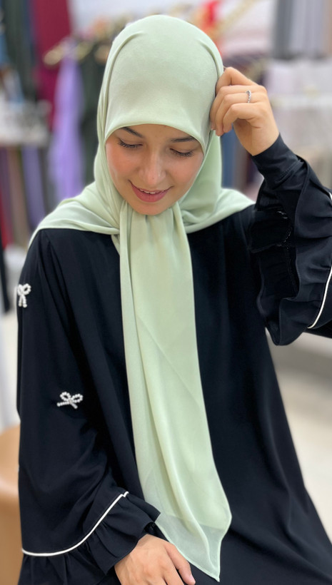 روسری ثنا سبز ماچا کش دار حریرنخ