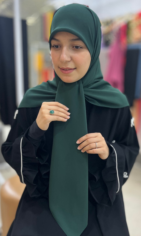 روسری ثنا سبززمزدی کش دار حریرنخ