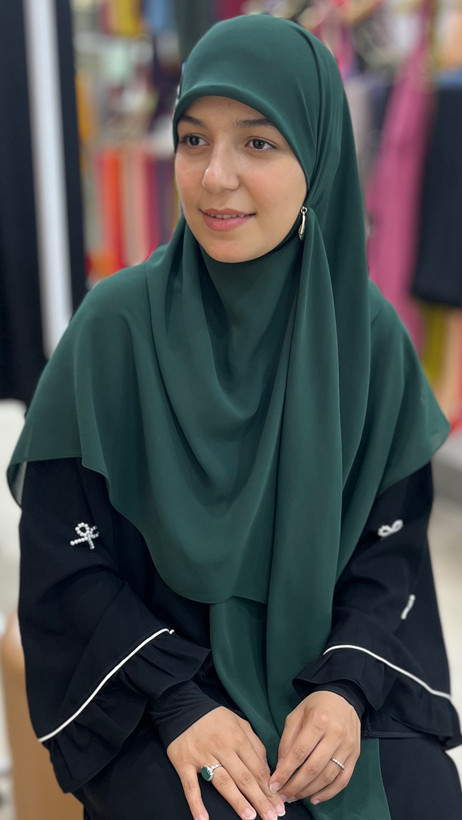 روسری ثنا سبززمزدی کش دار حریرنخ