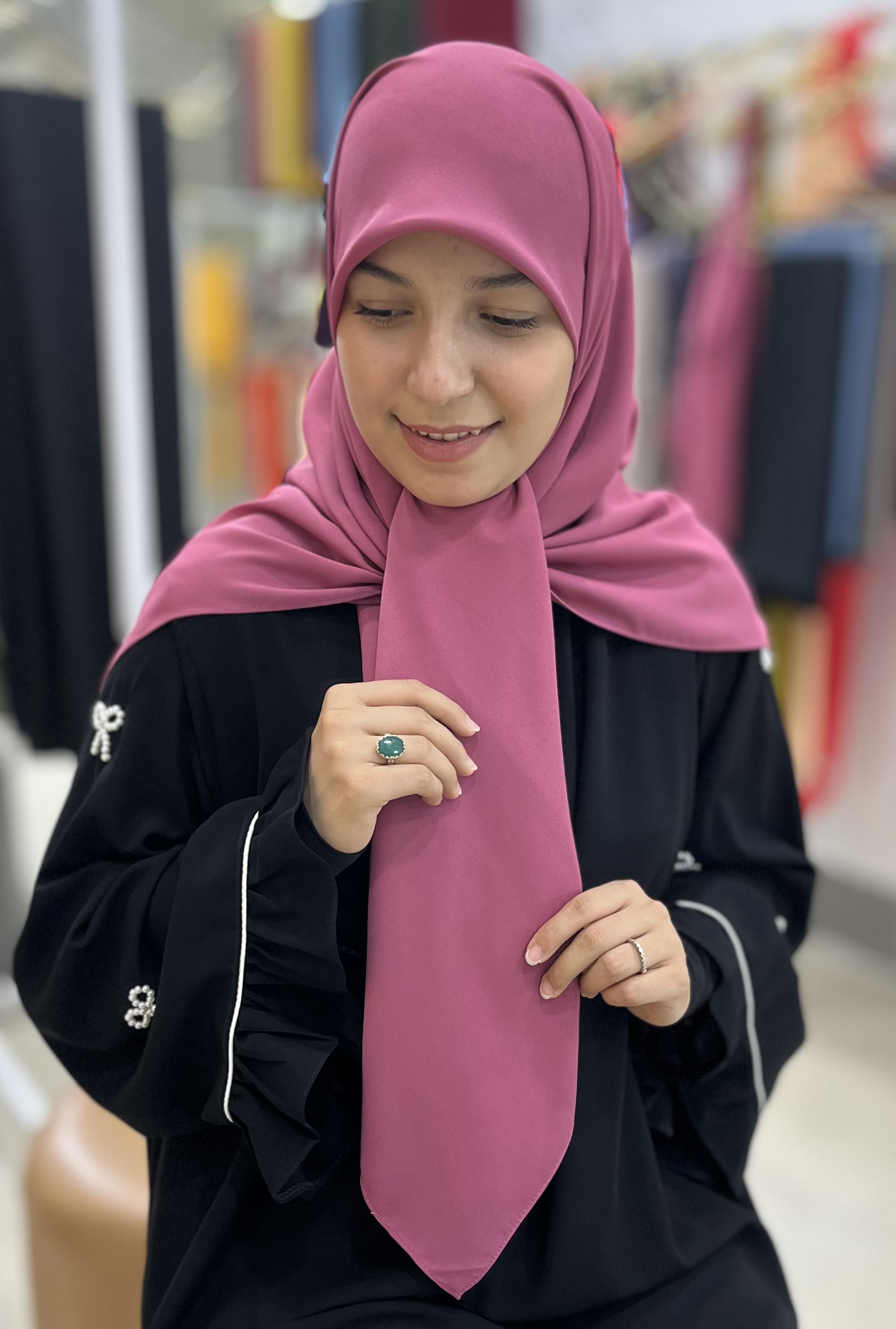 روسری ثنا سرخابی کش دارکرپ حریر