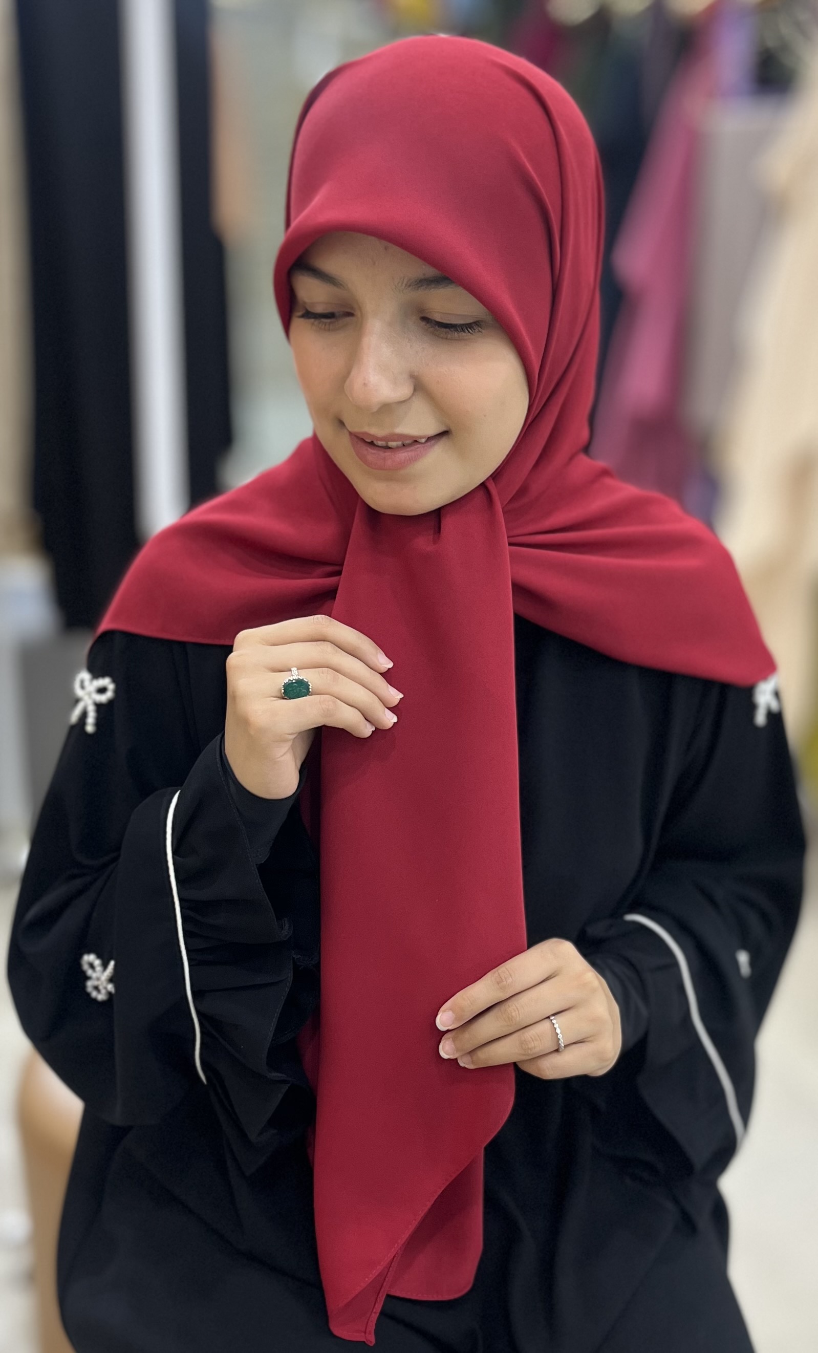 روسری ثنا آلبالویی کش دارکرپ حریر