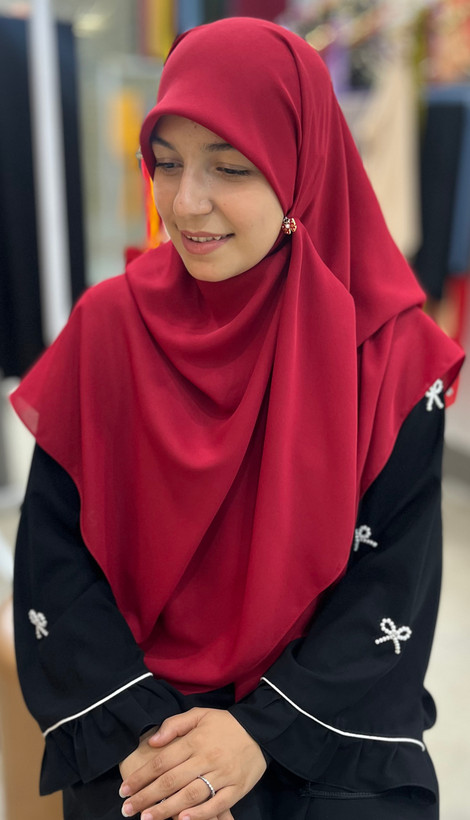 روسری ثنا آلبالویی کش دارکرپ حریر